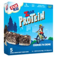 Clif Kid ZBar Protein Cookies 'N Creme Whole Grain Crispy Snack Bars, 1.27 oz, 5 count