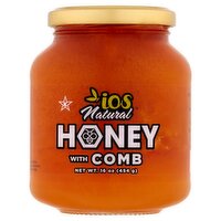 IOS Natural Honey with Comb, 16 oz