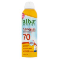 Alba Botanica Hawaiian Broad Spectrum Fragrance Free Sunscreen Spray, SPF 70, 6 fl oz