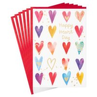 Hallmark Pack of Valentines Day Cards, Happy Heart Day (6 Valentine's Day Cards with Envelopes), 6 Each