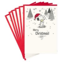 Hallmark Peanuts Christmas Cards (6 Cards with Envelopes) Snoopy and Woodstock, 6 Each