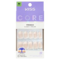 Kiss Core Scenario Classic & Timeless French Nails, Size M, 32 count