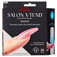 Kiss Salon X-Tend Flawless Salon Gel Nail Extension Starter Kit, Size L, 30 count