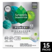 Seventh Generation Power+ Fresh Citrus Scent Dishwasher Detergent Packs, 15 count, 7.9 oz