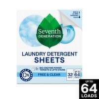 Seventh Generation Free & Clear Laundry Detergent Sheets,  64 loads, 32 count