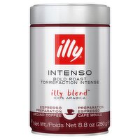 illy Intenso Bold Roast Espresso Preparation Ground Coffee, 8.8 oz, 8.8 Ounce