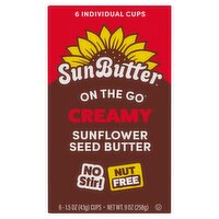 SunButter On the Go Creamy Sunflower Seed Butter, 1.5 oz, 6 count