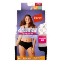 Hanes ComfortSoft Cotton Stretch Original Fit Tagless Low Rise Briefs, Size 5, 4 count