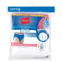 Hanes Cool Comfort Cotton Hi-Cuts Panty Value Pack, 5 count