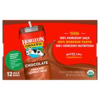 Horizon Chocolate Organic Lowfat Milk, 8 fl oz, 12 count