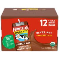 Horizon Chocolate Organic Lowfat Milk, 8 fl oz, 12 count