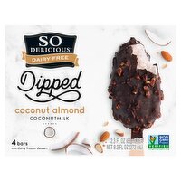 So Delicious Dairy Free Coconutmilk Dipped Non-Dairy Frozen Dessert Bars, 4 count, 2.3 fl oz, 9.2 Fluid ounce