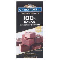 GHIRARDELLI Premium 100% Cacao Unsweetened Chocolate Baking Bar, 4 OZ Bar