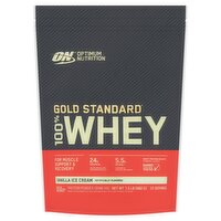 Optimum Nutrition Gold Standard 100% Whey Vanilla Ice Cream Protein Powder Drink Mix, 1.5 lb