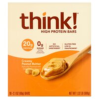 Think! Creamy Peanut Butter High Protein Bars, 2.1 oz, 10 count