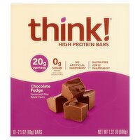 Think! Chocolate Fudge High Protein Bars, 2.1 oz, 10 count