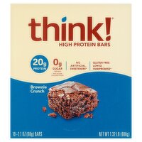 Think! Brownie Crunch High Protein Bars, 2.1 oz, 10 count