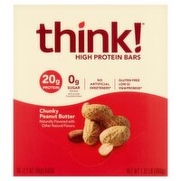 Think! Chunky Peanut Butter High Protein Bars, 2.1 oz, 10 count