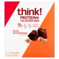 Think! Chunky Chocolate Peanut Protein+ 150 Calorie Bars, 1.41 oz, 10 count