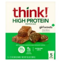 Think! Girl Scouts Thin Mints High Protein Bar, 2.1 oz, 5 count