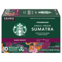 Starbucks Single-Origin Sumatra Dark Roast Ground Coffee K-Cup Pods, 0.42 oz, 10 count