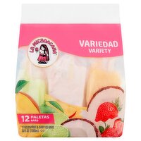 La Michoacana Frozen Fruit & Dairy Ice Bars Variety Pack, 12 count, 36 fl oz