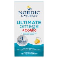 Nordic Naturals Lemon Taste Ultimate Omega +CoQ10 Fish Oil Supplement, 60 count