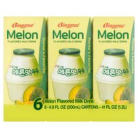 Binggrae Melon Flavored Milk Drink, 6.8 fl oz, 6 count