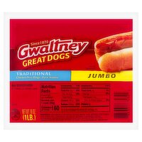 Gwaltney Jumbo Traditional Chicken Hot Dogs, 16 oz, 16 Ounce