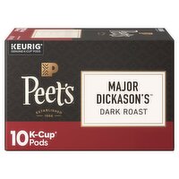 Peet's Major Dickason's Dark Roast Ground Arabica Coffee K-Cup Pods, 10 count, 4.4 oz