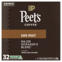 Peet's Coffee Major Dickason's Blend Dark Roast Coffee K-Cup Pods, 0.44 oz, 32 count