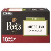 Peet's Decaf House Blend Dark Roast Ground Arabica Coffee K-Cup Pods, 10 count, 4.3 oz