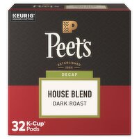 Peet's Decaf House Blend Dark Roast Ground Arabica Coffee K-Cup Pods, 32 count, 13.8 oz