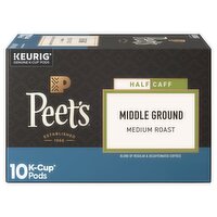 Peet's Half Caff Middle Ground Medium Roast Groud Arabic Coffee K-Cup Pods, 10 count, 4.2 oz