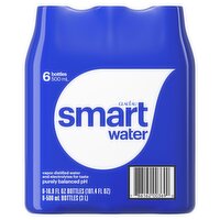 Glacéau Smartwater Vapor Distilled Water, 16.9 fl oz, 6 count