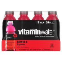 Glacéau Vitaminwater Power-C Dragonfruit Nutrient Enhanced Water Beverage, 20 fl oz, 12 count