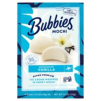 Bubbies Madagascar Vanilla Ice Cream Wrapped in Sweet Mochi, 1.25 oz, 6 count, 7.5 Ounce