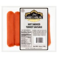 Deen Halal Hot Smoked Turkey Sausage, 16 oz