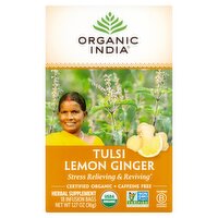 Organic India Tulsi Lemon Ginger Herbal Supplement, 18 count, 1.27 oz