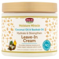 African Pride Moisture Miracle Coconut Oil & Baobab Oil Leave-In Cream, 15 oz