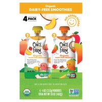 Once Upon a Farm Organic Peach Sunrise & Coco for Mangoes Dairy-Free Smoothies, 4 oz, 4 count