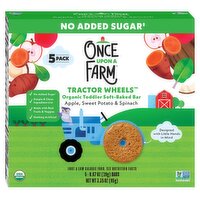 Once Upon a Farm Tractor Wheels Organic Toddler Soft-Baked Bar Baby Food, 0.67 oz, 5 count