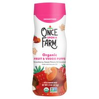 Once Upon a Farm Unsweetened Organic Fruit & Veggie Puffs Sorghum Snack Baby Food, 1.5 oz