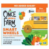 Once Upon a Farm Smart Wheels Pineapple & Greens Organic Toddler Soft-Baked Bar, 0.67 oz, 5 count