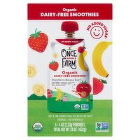 Once Upon a Farm Organic Strawberry Banana Swirl Dairy-Free Smoothies, 4 oz, 4 count