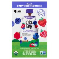 Once Upon a Farm Berry Berry Organic Dairy-Free Smoothies, 4 oz, 4 count