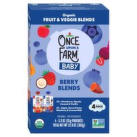 Once Upon a Farm Organic Fruit & Veggie Berry Blends Baby Food, 3.2 oz, 4 count