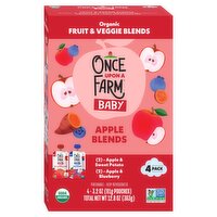 Once Upon a Farm Organic Fruit & Veggie Apple Blends Baby Food, 3.2 oz, 4 count