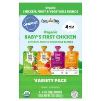 Once Upon a Farm Organic Chicken, Fruit & Vegetable Blends Baby Food Variety Pack, 3.5 oz, 4 count