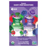 Once Upon a Farm Go-Go Greens and Berry Berry Organic Dairy-Free Smoothies, 4 oz, 4 count